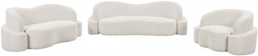 Cream Principessa Boucle Fabric Loveseat - 108Cream-L - Vega Furniture