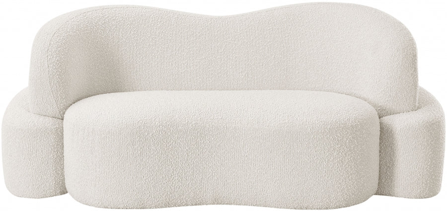 Cream Principessa Boucle Fabric Loveseat - 108Cream-L - Vega Furniture