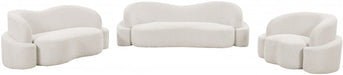Cream Principessa Boucle Fabric Sofa - 108Cream-S - Vega Furniture