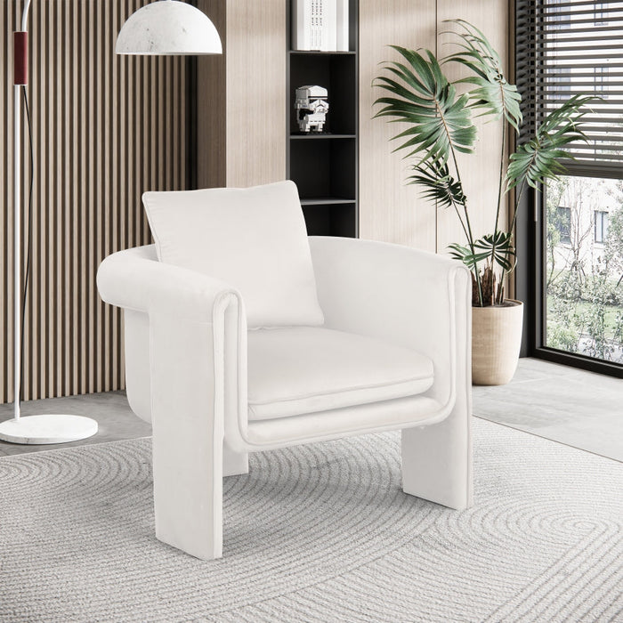 Cream Sloan Velvet Accent Chair - 424Cream - Vega Furniture