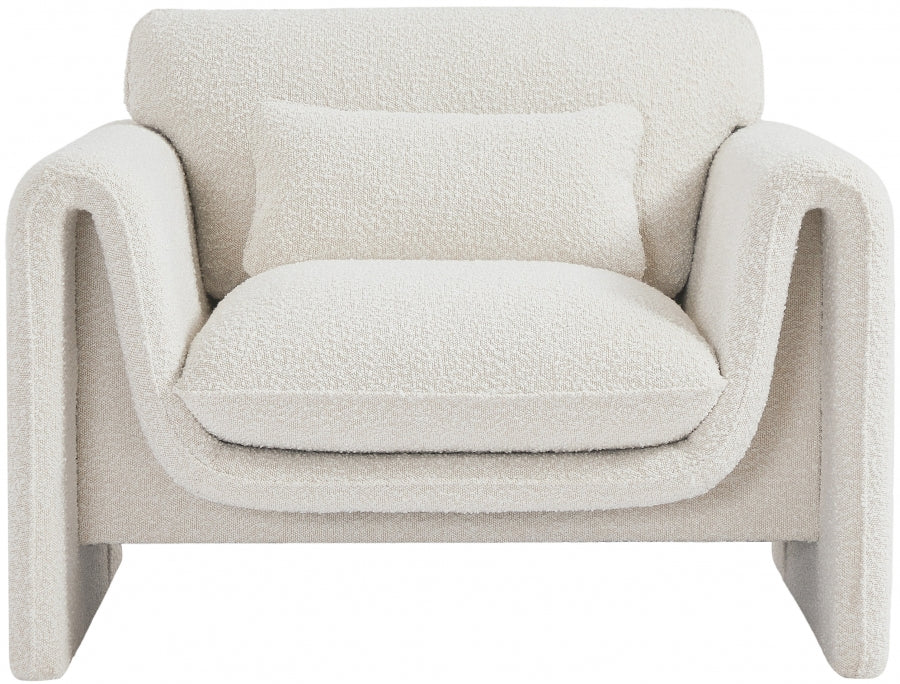 Cream Stylus Boucle Fabric Chair - 198Cream-C - Vega Furniture