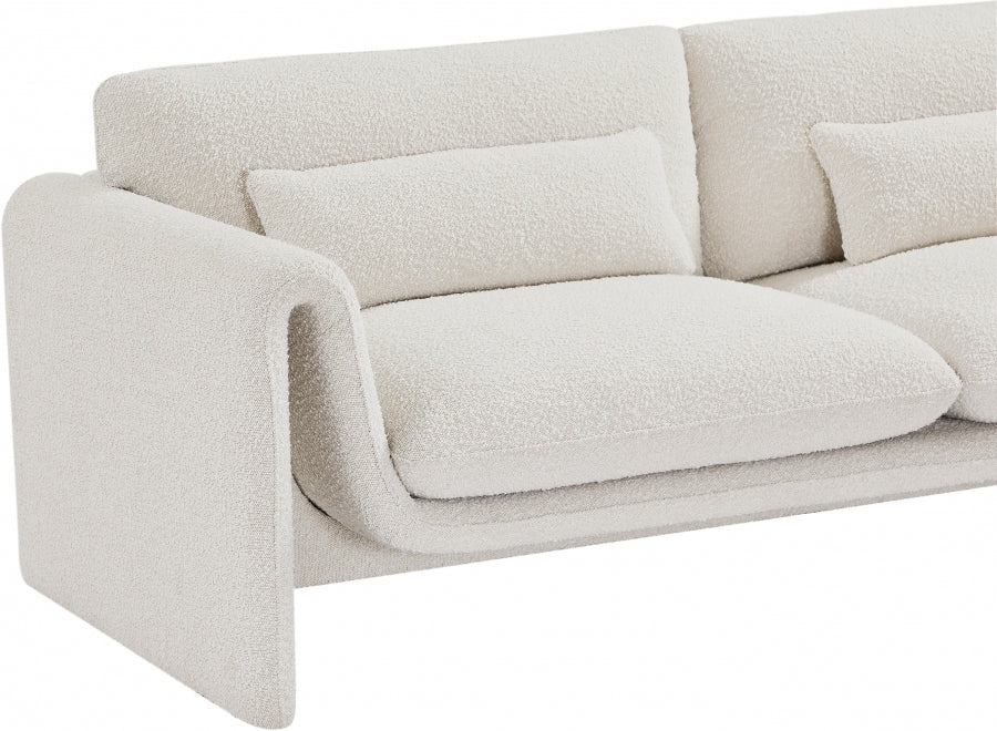 Cream Stylus Boucle Fabric Loveseat - 198Cream-L - Vega Furniture