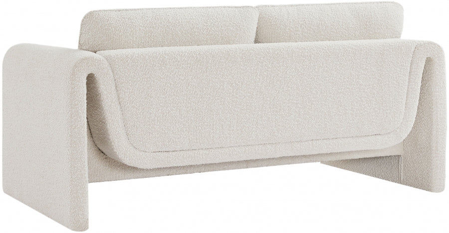 Cream Stylus Boucle Fabric Loveseat - 198Cream-L - Vega Furniture