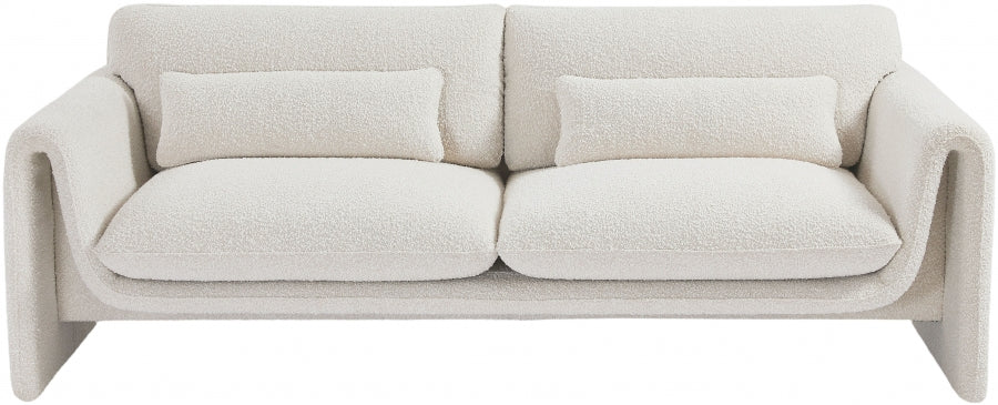 Cream Stylus Boucle Fabric Sofa - 198Cream-S - Vega Furniture