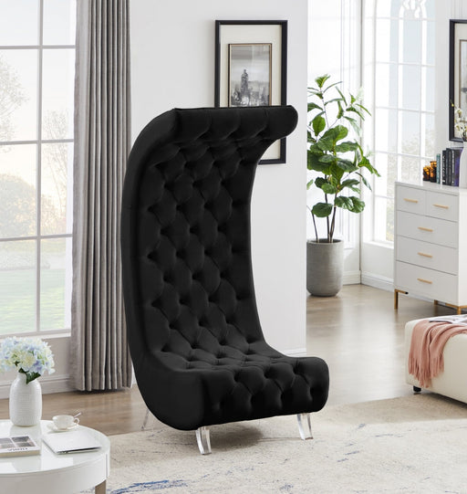 Crescent Black Velvet Chair - 568Black-C - Vega Furniture