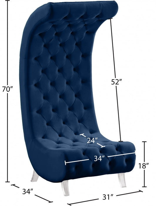 Crescent Blue Velvet Chair - 568Navy-C - Vega Furniture