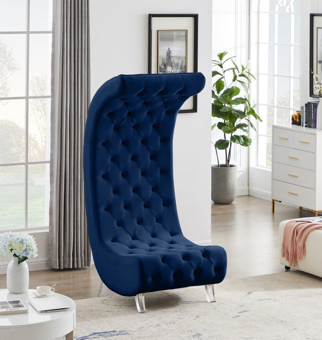 Crescent Blue Velvet Chair - 568Navy-C - Vega Furniture