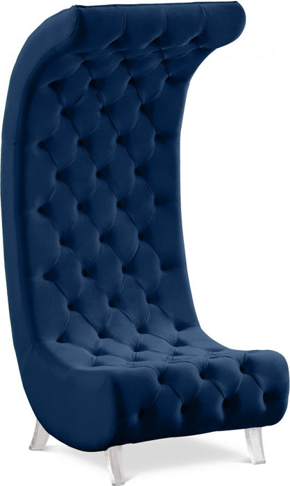 Crescent Blue Velvet Chair - 568Navy-C - Vega Furniture