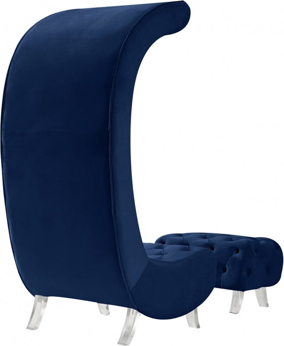 Crescent Blue Velvet Chair - 568Navy-C - Vega Furniture