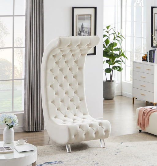 Crescent Cream Velvet Chair - 568Cream-C - Vega Furniture