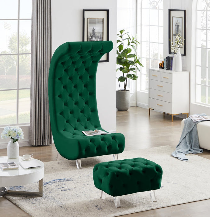 Crescent Green Velvet Chair - 568Green-C - Vega Furniture