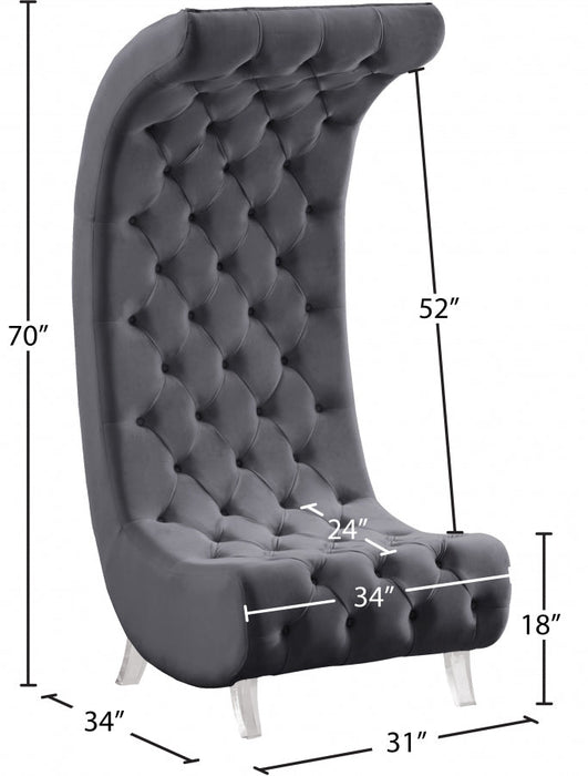 Crescent Grey Velvet Chair - 568Grey-C - Vega Furniture