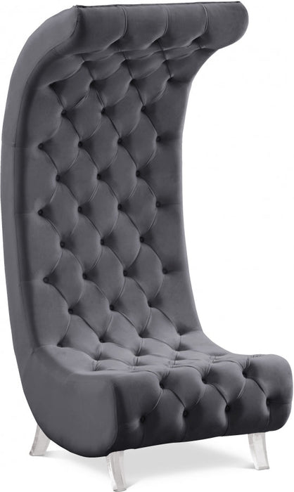 Crescent Grey Velvet Chair - 568Grey-C - Vega Furniture