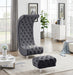 Crescent Grey Velvet Chair - 568Grey-C - Vega Furniture