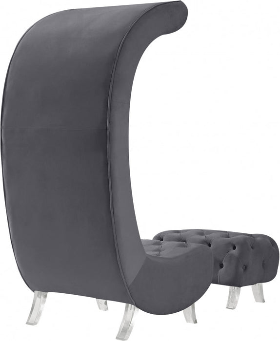 Crescent Grey Velvet Chair - 568Grey-C - Vega Furniture