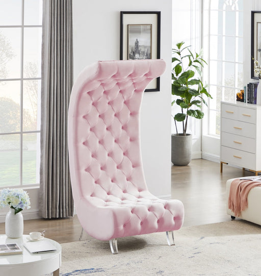 Crescent Pink Velvet Chair - 568Pink-C - Vega Furniture