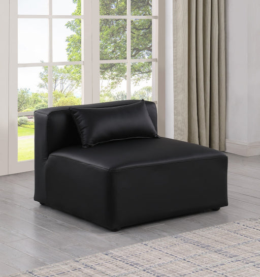 Cube Charcoal Grey Faux Leather Living Room Chair Black - 668Black-Armless - Vega Furniture