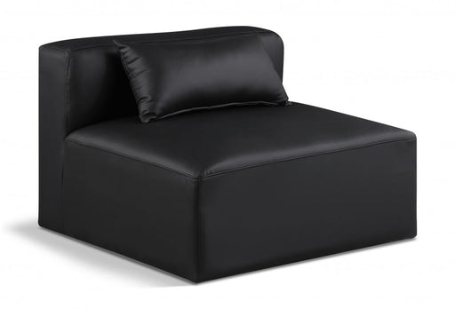 Cube Charcoal Grey Faux Leather Living Room Chair Black - 668Black-Armless - Vega Furniture