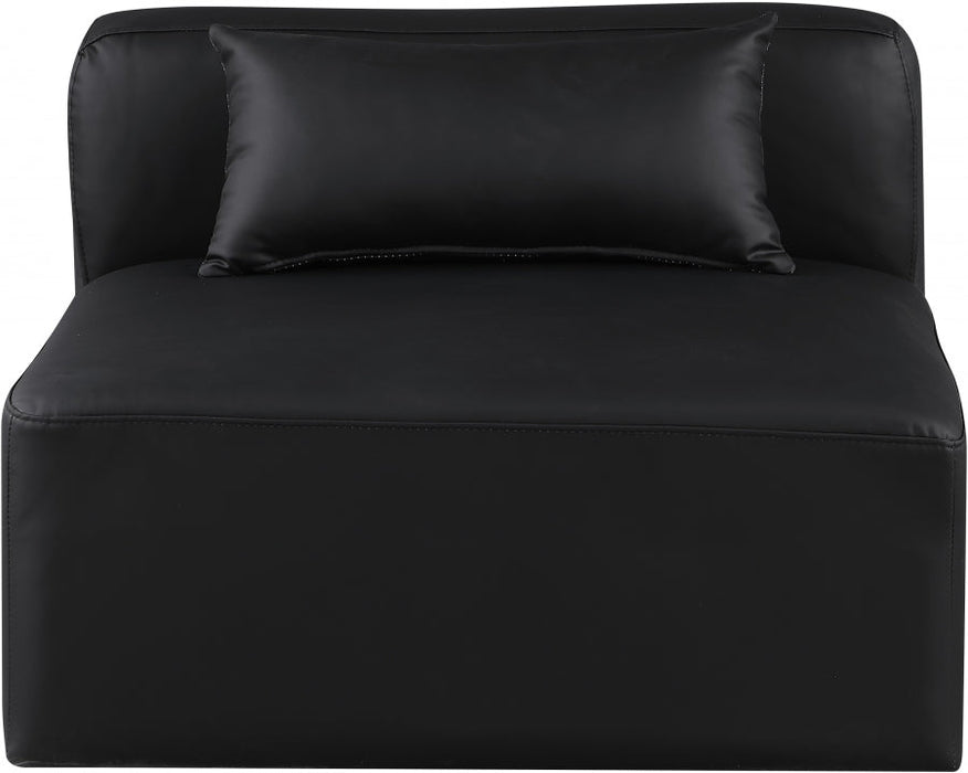 Cube Charcoal Grey Faux Leather Living Room Chair Black - 668Black-Armless - Vega Furniture