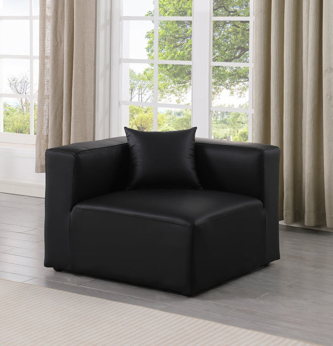 Cube Charcoal Grey Faux Leather Living Room Chair Black - 668Black-Corner - Vega Furniture