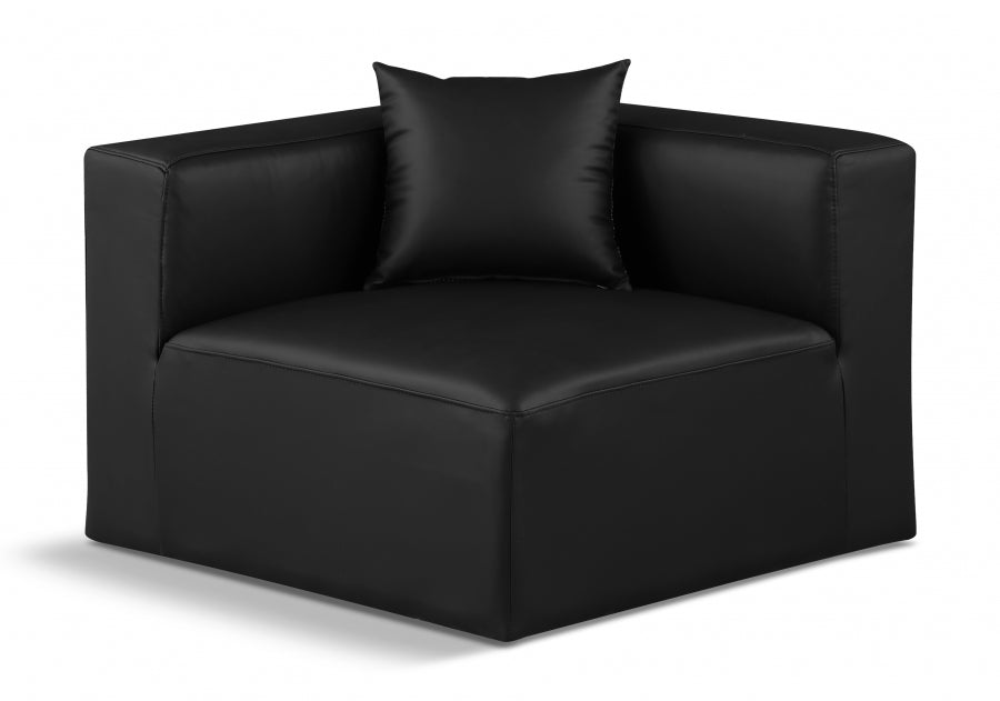 Cube Charcoal Grey Faux Leather Living Room Chair Black - 668Black-Corner - Vega Furniture