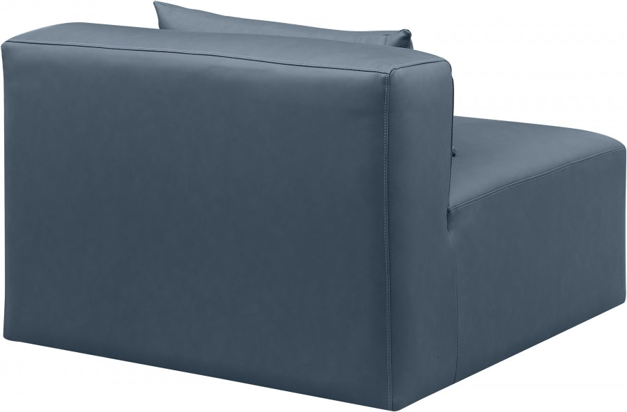 Cube Charcoal Grey Faux Leather Living Room Chair Blue - 668Navy-Armless - Vega Furniture