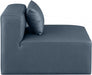 Cube Charcoal Grey Faux Leather Living Room Chair Blue - 668Navy-Armless - Vega Furniture