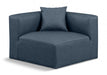 Cube Charcoal Grey Faux Leather Living Room Chair Blue - 668Navy-Corner - Vega Furniture