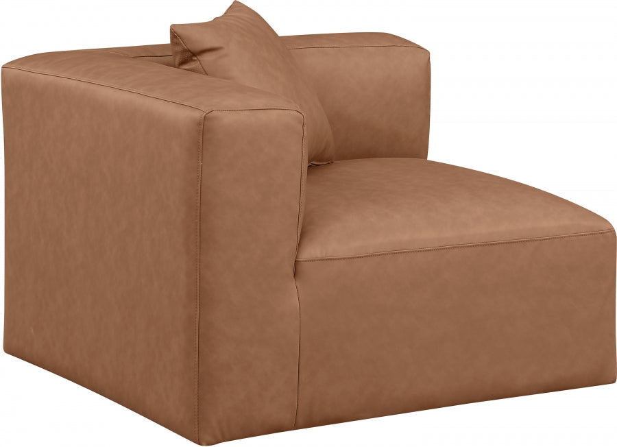 Cube Charcoal Grey Faux Leather Living Room Chair Brown - 668Brown-Corner - Vega Furniture