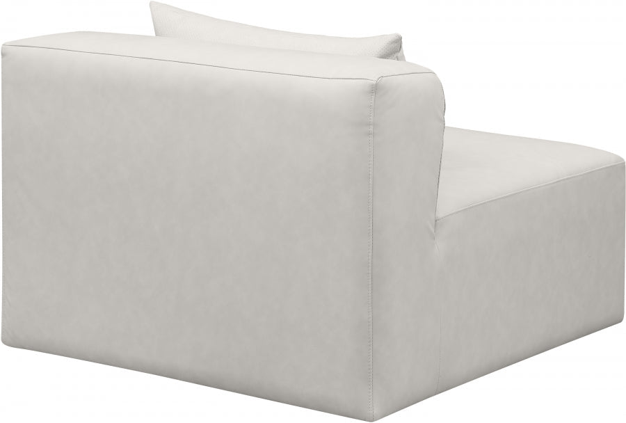 Cube Charcoal Grey Faux Leather Living Room Chair Cream - 668Cream-Armless - Vega Furniture