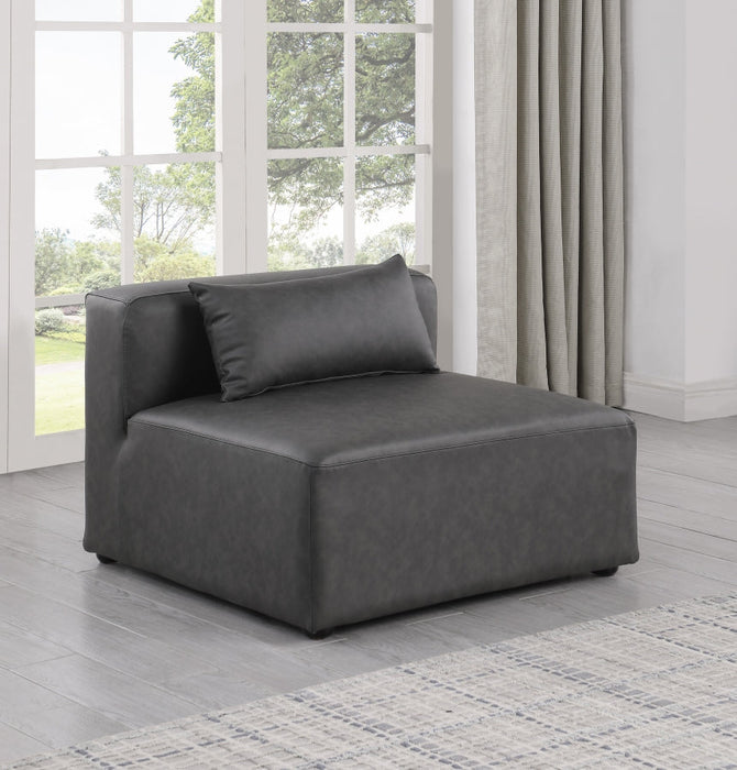 Cube Charcoal Grey Faux Leather Living Room Chair Grey - 668Grey-Armless - Vega Furniture