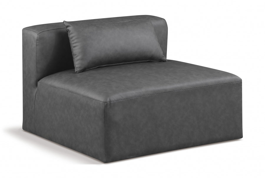 Cube Charcoal Grey Faux Leather Living Room Chair Grey - 668Grey-Armless - Vega Furniture