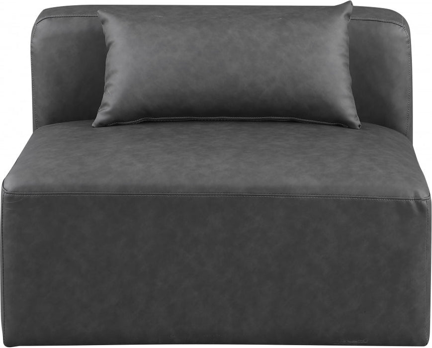 Cube Charcoal Grey Faux Leather Living Room Chair Grey - 668Grey-Armless - Vega Furniture