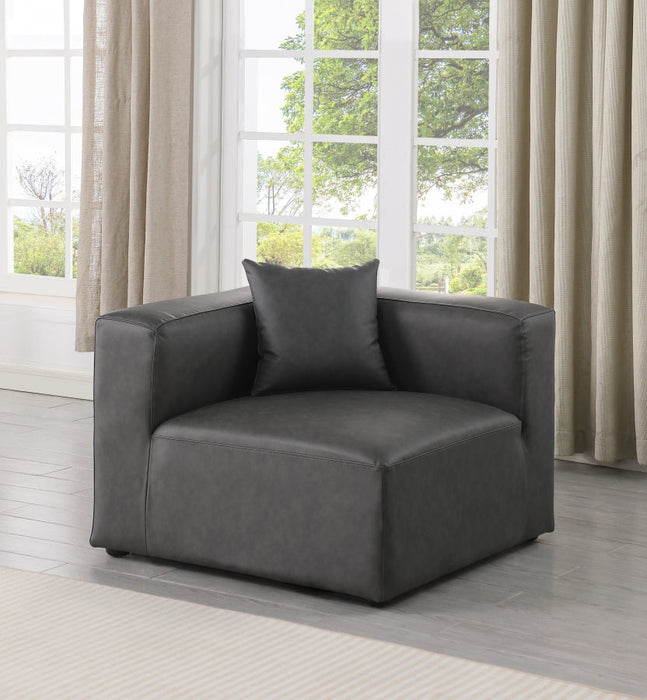 Cube Charcoal Grey Faux Leather Living Room Chair Grey - 668Grey-Corner - Vega Furniture