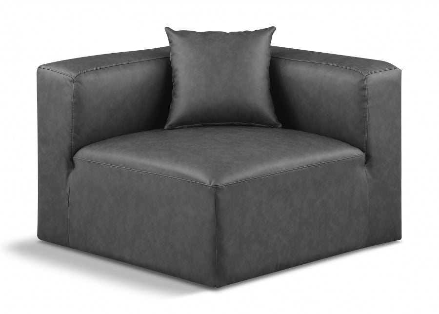 Cube Charcoal Grey Faux Leather Living Room Chair Grey - 668Grey-Corner - Vega Furniture