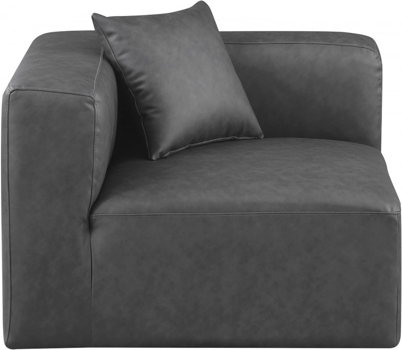 Cube Charcoal Grey Faux Leather Living Room Chair Grey - 668Grey-Corner - Vega Furniture