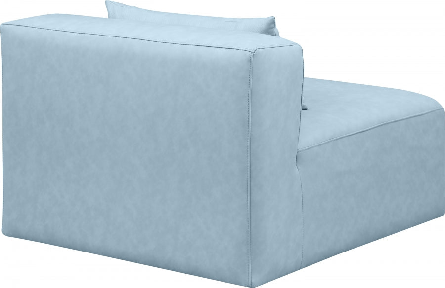 Cube Charcoal Grey Faux Leather Living Room Chair Light Blue - 668LtBlu-Armless - Vega Furniture