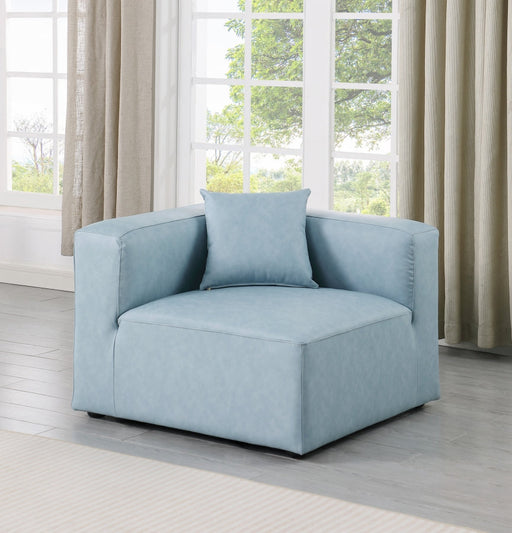 Cube Charcoal Grey Faux Leather Living Room Chair Light Blue - 668LtBlu-Corner - Vega Furniture