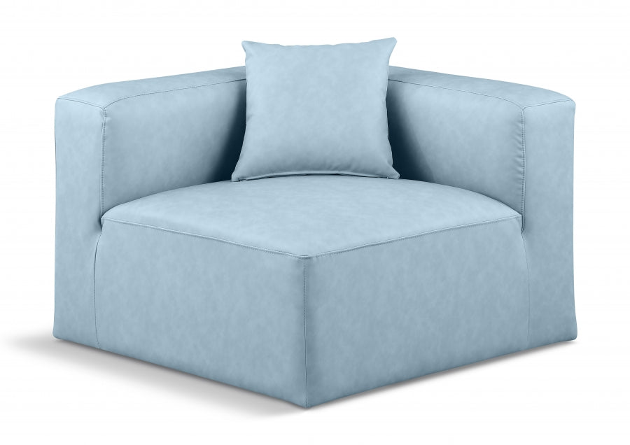 Cube Charcoal Grey Faux Leather Living Room Chair Light Blue - 668LtBlu-Corner - Vega Furniture