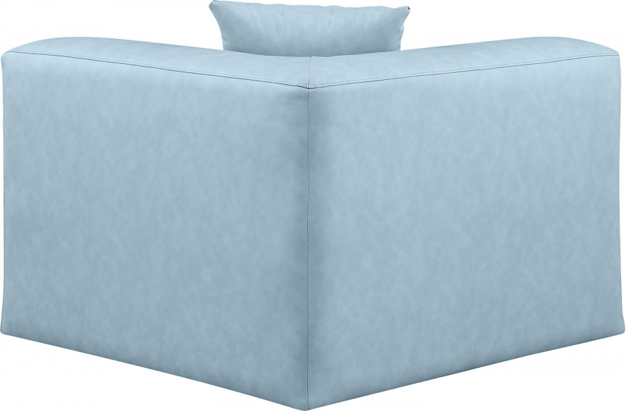 Cube Charcoal Grey Faux Leather Living Room Chair Light Blue - 668LtBlu-Corner - Vega Furniture