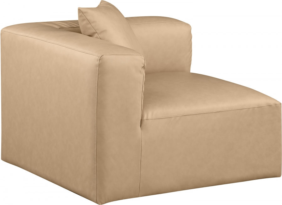 Cube Charcoal Grey Faux Leather Living Room Chair Natural - 668Tan-Corner - Vega Furniture