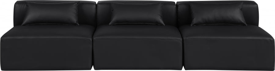 Cube Faux Leather Sofa Black - 668Black-S108A - Vega Furniture