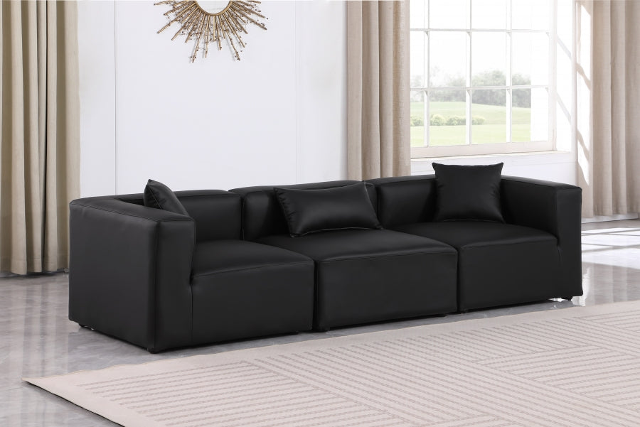 Cube Faux Leather Sofa Black - 668Black-S108B - Vega Furniture