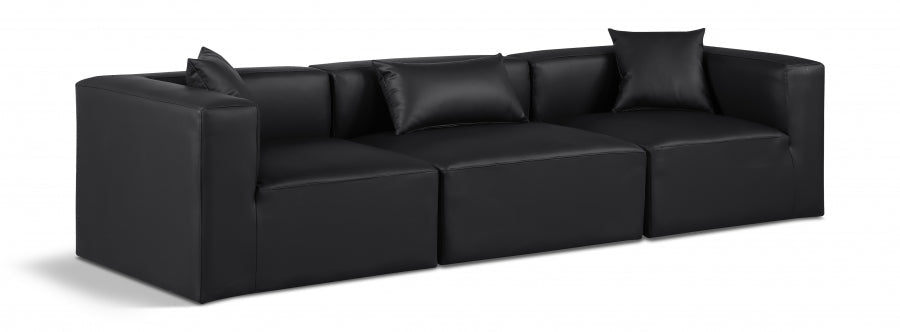 Cube Faux Leather Sofa Black - 668Black-S108B - Vega Furniture