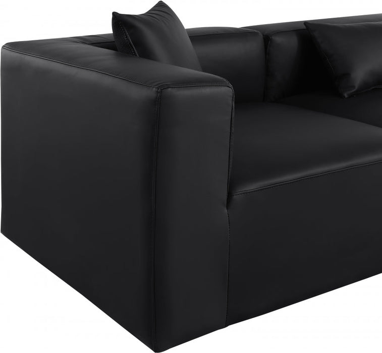 Cube Faux Leather Sofa Black - 668Black-S108B - Vega Furniture