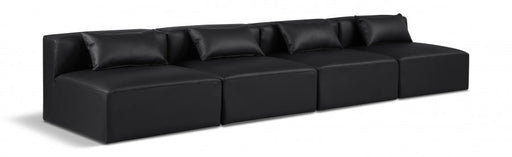 Cube Faux Leather Sofa Black - 668Black-S144A - Vega Furniture