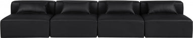 Cube Faux Leather Sofa Black - 668Black-S144A - Vega Furniture