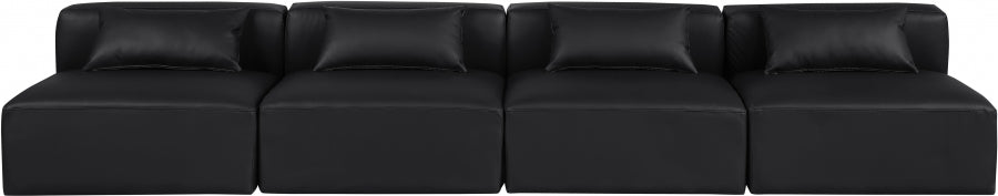 Cube Faux Leather Sofa Black - 668Black-S144A - Vega Furniture