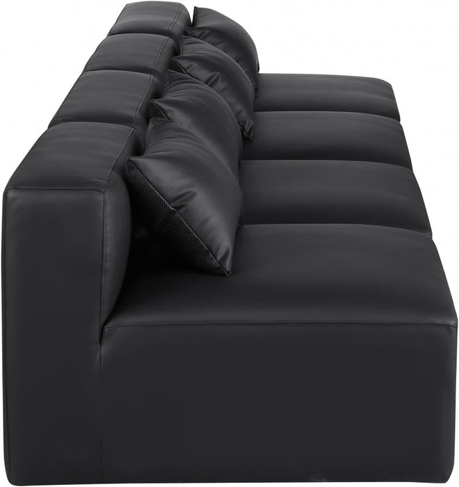 Cube Faux Leather Sofa Black - 668Black-S144A - Vega Furniture