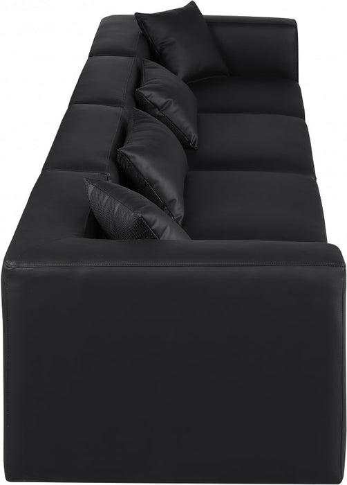 Cube Faux Leather Sofa Black - 668Black-S144B - Vega Furniture